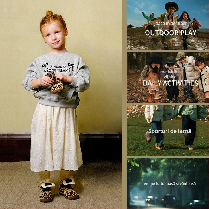 Pantofi de iarnă pentru copii, din canvas, închidere Velcro, talpă TPR, unisex, înălțime joasă