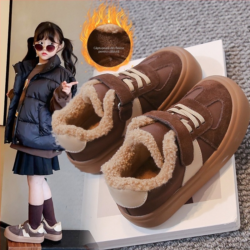 Pantofi sport pentru copii, PU partea superioară, talpă din cauciuc, impermeabili și antiderapant, branț PU, pentru toamna-iarnă