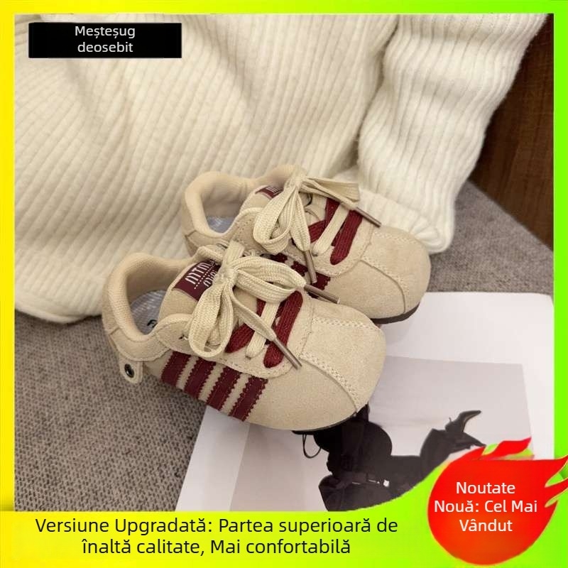 Pantofi de antrenament pentru copii mici, partea superioară din piele sintetică respirabilă, unisex, ușori, talpă din cauciuc natural, Primăvara 2025