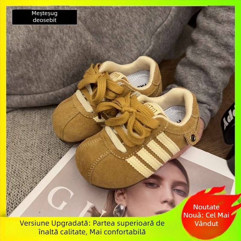 Pantofi de antrenament pentru copii mici, partea superioară din piele sintetică respirabilă, unisex, ușori, talpă din cauciuc natural, Primăvara 2025