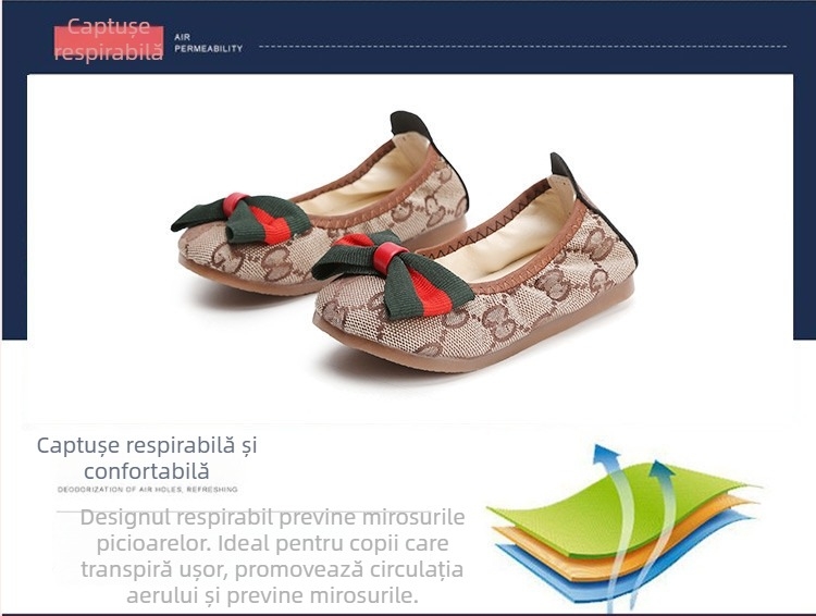 Pantofi de copii din canvas, stil coreean cu funda, talpă din tendon de vită, partea superioară din canvas, căptușeală din piele sintetică, model cu litere, primăvară-toamnă, vârste 1–12 ani