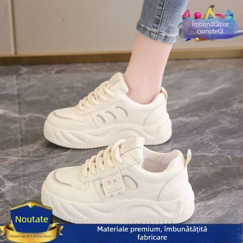 Pantofi sport pentru fete, sneakers casual cu talpă groasă; model toamnă 2025, exterior microfibră, talpă din cauciuc natural, ușori și antiderapante; 4–6 ani.