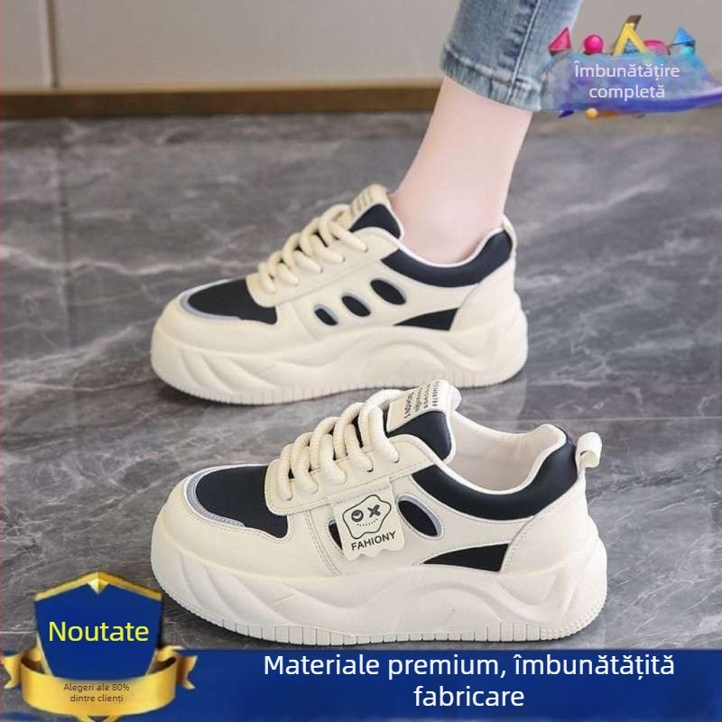Pantofi sport pentru fete, sneakers casual cu talpă groasă; model toamnă 2025, exterior microfibră, talpă din cauciuc natural, ușori și antiderapante; 4–6 ani.