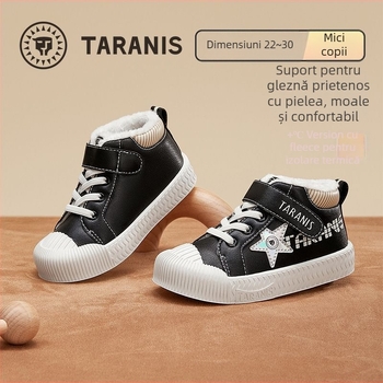 Tarannis pantofi sport pentru copii, iarnă, partea superioară din piele sintetică, talpă din cauciuc, închidere Velcro, călduroși și antiderapante