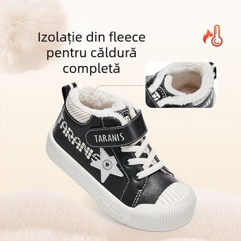 Tarannis pantofi sport pentru copii, iarnă, partea superioară din piele sintetică, talpă din cauciuc, închidere Velcro, călduroși și antiderapante