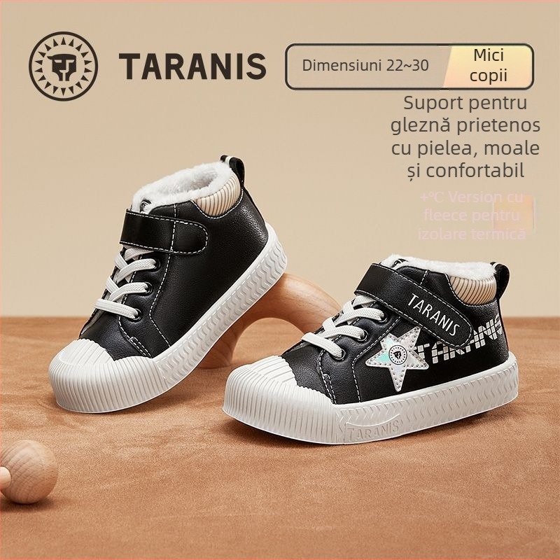 Tarannis pantofi sport pentru copii, iarnă, partea superioară din piele sintetică, talpă din cauciuc, închidere Velcro, călduroși și antiderapante