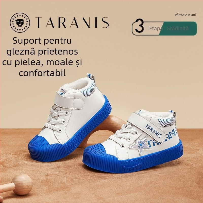 Tarannis pantofi sport pentru copii, iarnă, partea superioară din piele sintetică, talpă din cauciuc, închidere Velcro, călduroși și antiderapante