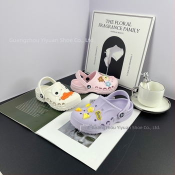 Pantofi de plajă pentru copii din EVA, unisex, fără căptușeală, stil Cartoon Paradise, talpă antiderapantă, 4–16 ani