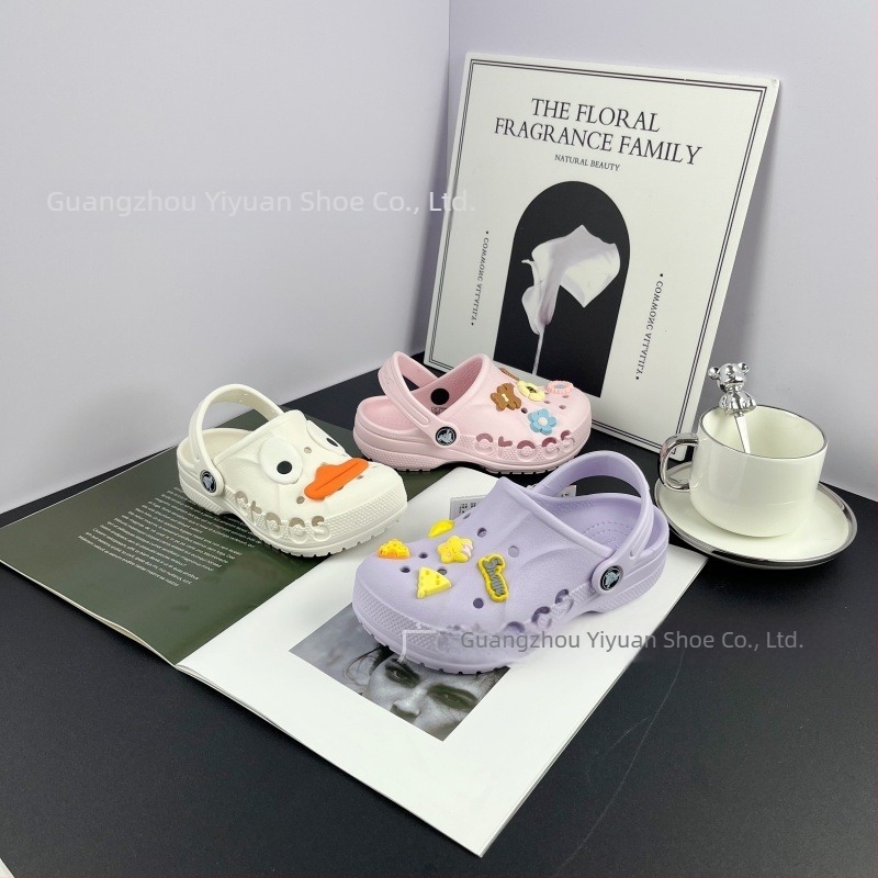 Pantofi de plajă pentru copii din EVA, unisex, fără căptușeală, stil Cartoon Paradise, talpă antiderapantă, 4–16 ani