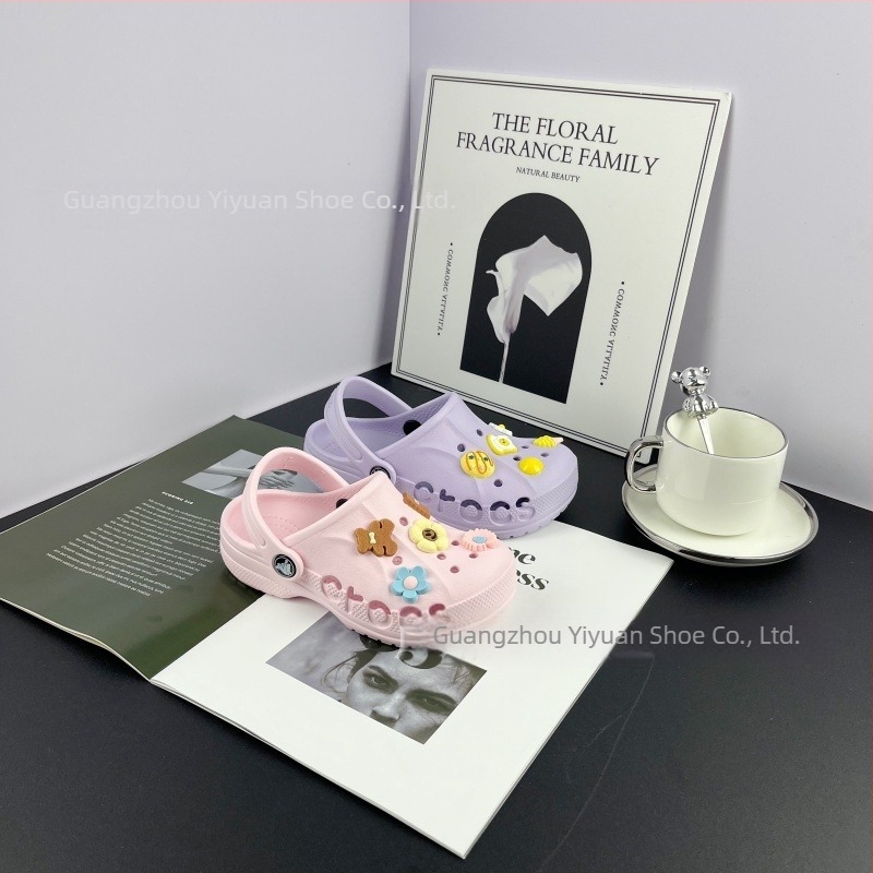 Pantofi de plajă pentru copii din EVA, unisex, fără căptușeală, stil Cartoon Paradise, talpă antiderapantă, 4–16 ani