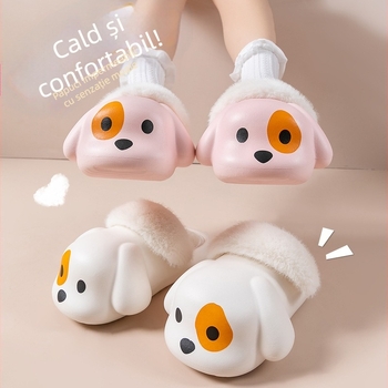 Papuci de interior pentru copii, din bumbac, Kepima, cu imprimeu desen animat, unisex, talpă EVA și căptușeală velur moale, pentru copii 4–16 ani