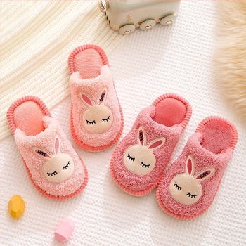 Papuci interior din bumbac pentru copii, cu iepuraș desene animate, talpă PVC, pentru copii 1–3 ani