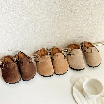 Ruizu papuci Cork pentru copii, stil K, partea superioară nubuc frosted, talpă din cauciuc, culoare solidă, unisex pentru copii 1–3 și 4–6 ani, lansare toamnă 2024, primăvară-toamnă (Brand: Ruizu; Superior: nubuk; Categorie: papuci Cork; Stil: K-style; Tal