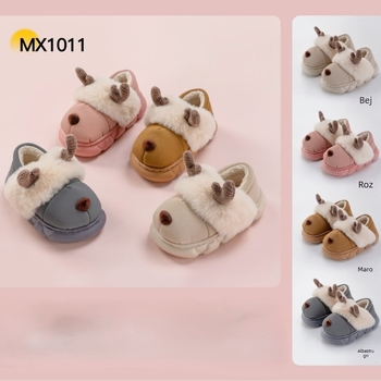 Papuci de interior din catifea pentru copii, cu model animale, căptușeală plușată, talpă EVA, pentru 1–3 ani, Iarna 2025