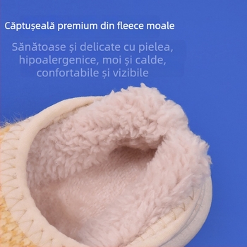 Papuci de copii din bumbac pluș, pentru interior, toamnă și iarnă, talpă moale antiderapant, unisex