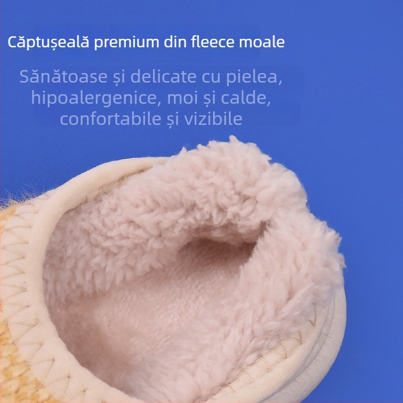 Papuci de copii din bumbac pluș, pentru interior, toamnă și iarnă, talpă moale antiderapant, unisex