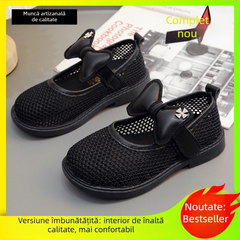 Sandale sportive din plasă pentru copii, cu fundă, răcoroase pentru vară; pentru fete; Fără căptușeală; Vârste 4–12; Vară 2023