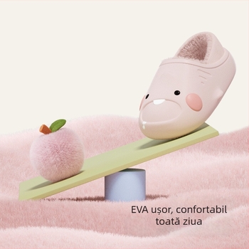 Papuci pentru copii cu rechin desen animat, pentru iarnă, impermeabili, antiderapante, cu căptușeală din bumbac cald