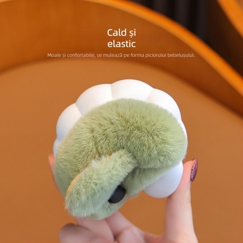 Papuci de casă din bumbac pluș pentru copii – stil desen animat, iarnă, croială neutră, vârste 1–12 ani