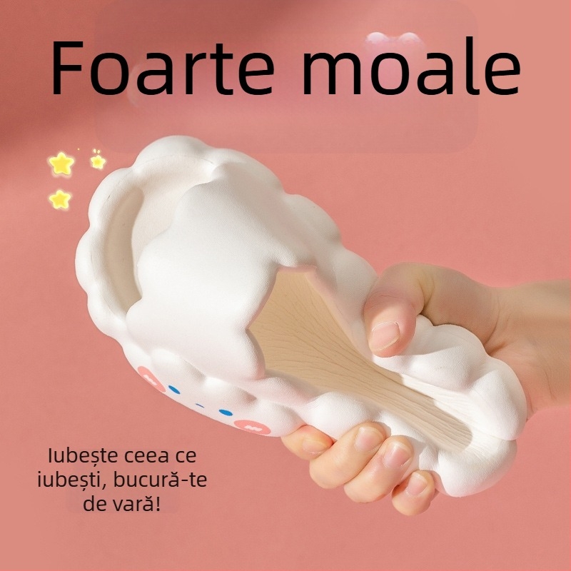 Papuci EVA de vară pentru fete, model nor, antiderapant, cu partea superioară EVA și talpa EVA, pentru copii între 4 și 12 ani