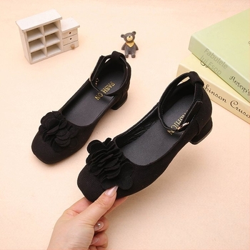 Pantofi pentru copii din PU, stil prințesă, cu Velcro, lucrate manual, primăvara 2024, respiranti și anti-derapare