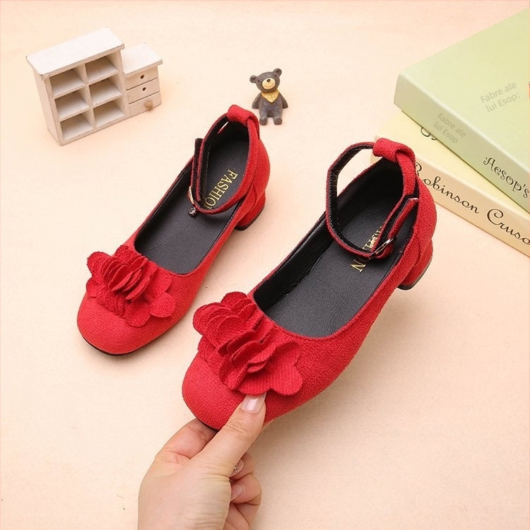 Pantofi pentru copii din PU, stil prințesă, cu Velcro, lucrate manual, primăvara 2024, respiranti și anti-derapare