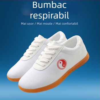 Pantofi Tai Chi – Pantofi sport unisex din pânză pentru arte marțiale, talpă din tendon de vițel, anti-derapare, talpa joasă, vârf rotund