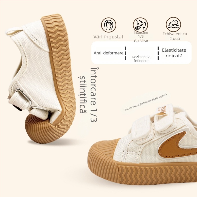 Topstar pantofi sport din pânză pentru copii, talpă moale, închidere Velcro, unisex, stil coreean (Partea superioară: pânză; brană: PU; talpă: tendon de vită)