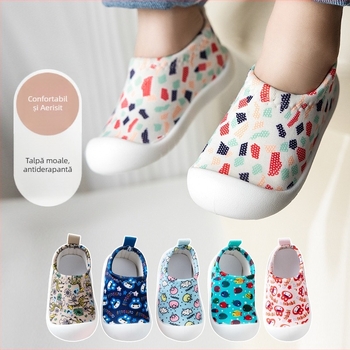 Pantofi din canvas pentru bebeluși și copii, respirabili, antiderapante, talpă moale, gleznă joasă, pentru vârstele 12–36 și 24–48 de luni