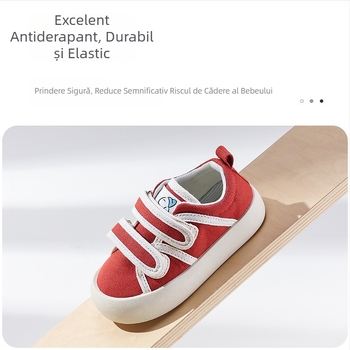 Pantofi de copii din pânză cu Velcro, talpă din cauciuc, interior textil, pentru interior, primăvară–toamnă