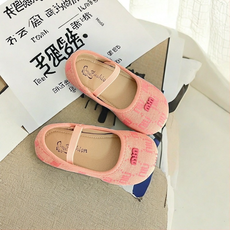 Pantofi fără șiret pentru fete, stil coreean, design prințesă, pentru 4–12 ani (partea superioară PU; talpă din cauciuc; înălțime joasă; anti-derapare; slip-on)