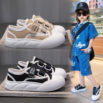 Pantofi sport din pânză pentru copii, respirabili, închidere Velcro, talpă din cauciuc, profil jos, pentru 7–12 ani