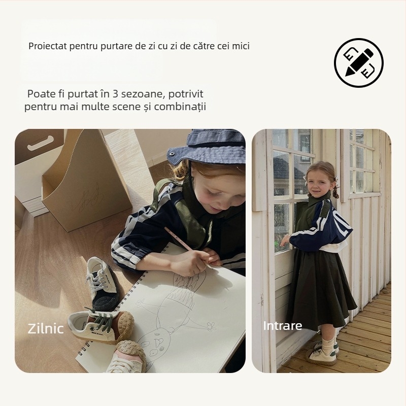 Pantofi sport pentru copii din canvas, Velcro - Unisex, gleznă joasă, talpă TPR, căptușeală din bumbac