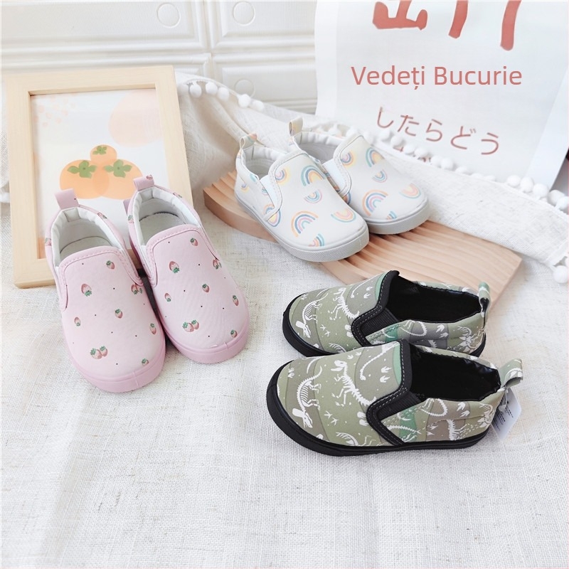 Pantofi slip-on pentru copii din pânză, stil japonez, cu partea superioară joasă, bandă elastică, căptușeală din bumbac, unisex