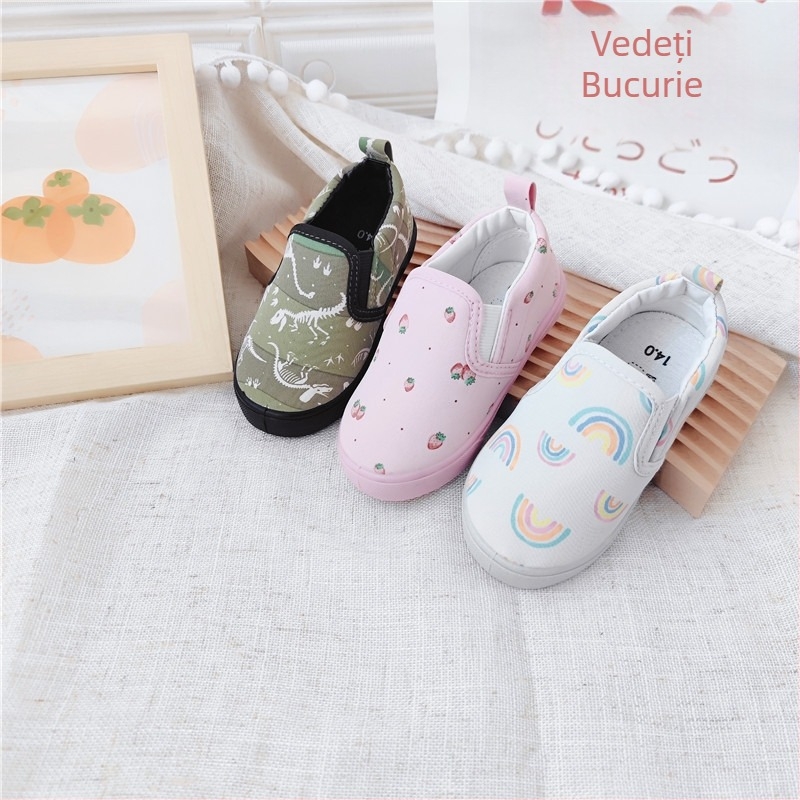 Pantofi slip-on pentru copii din pânză, stil japonez, cu partea superioară joasă, bandă elastică, căptușeală din bumbac, unisex