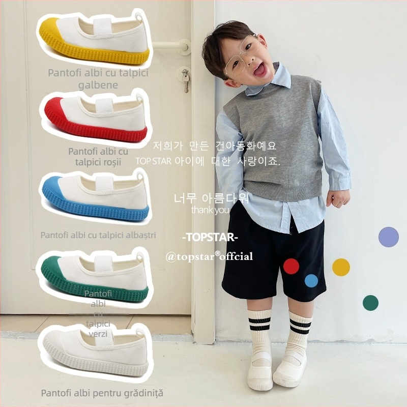 Pantofi de copii din canvas cu Velcro, partea superioară din canvas, 1–3 ani, unisex, versiune coreeană