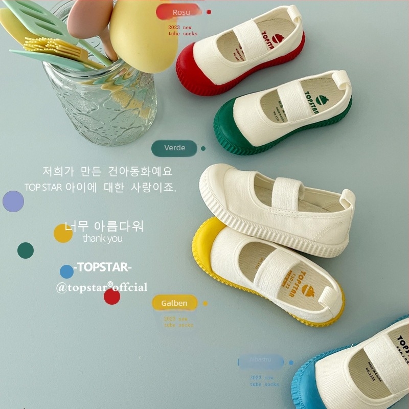 Pantofi de copii din canvas cu Velcro, partea superioară din canvas, 1–3 ani, unisex, versiune coreeană