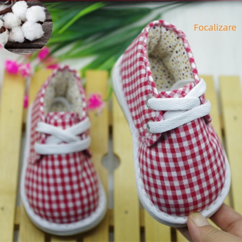 Pantofi de bebeluși cu cap de tigru – din bumbac, cu mai multe straturi, calzi și moi, talpă textilă, pentru copii 1–3 ani, stil chinezesc, toamnă 2024