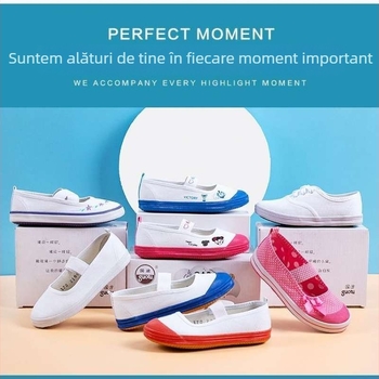 Pantofi din pânză pentru copii - Părtea superioară din bumbac, talpa din cauciuc, broderie, model cu desene animate, vârsta 4–6 ani