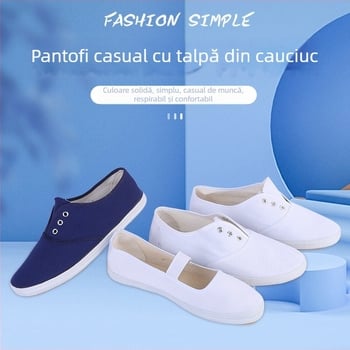 Pantofi Tai Chi din canvas pentru antrenament în interior, respirabili, închidere cu bandă elastică, înălțime medie a zonei superioare, toc 3-5 cm