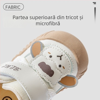 Pantofi de mers pentru bebeluși cu talpă moale, partea superioară din plasă respirantă, închidere Velcro, pentru 12–36 și 24–48 luni