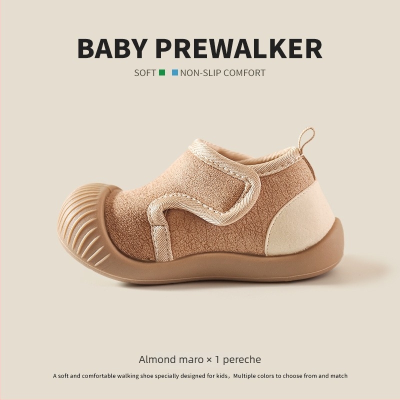 Pantofi pentru copii mici, partea superioară din nailon, talpă antiderapantă moale, căptușeală groasă caldă, închidere Velcro