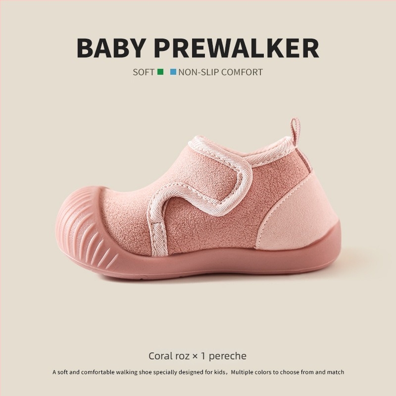 Pantofi pentru copii mici, partea superioară din nailon, talpă antiderapantă moale, căptușeală groasă caldă, închidere Velcro