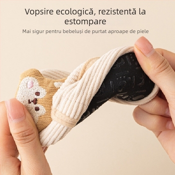 Pantofi interior pentru bebeluși, antiderapant, talpă groasă și moale, Jacquard poliester, pentru 1–3 ani