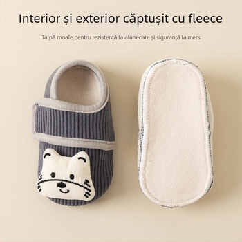 Pantofi interior pentru bebeluși, antiderapant, talpă groasă și moale, Jacquard poliester, pentru 1–3 ani