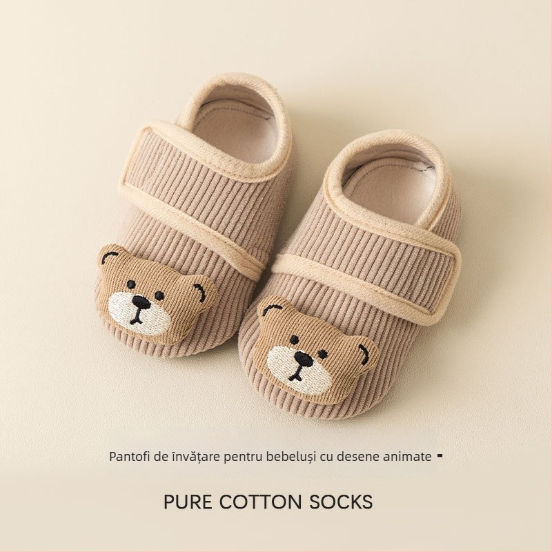 Pantofi interior pentru bebeluși, antiderapant, talpă groasă și moale, Jacquard poliester, pentru 1–3 ani