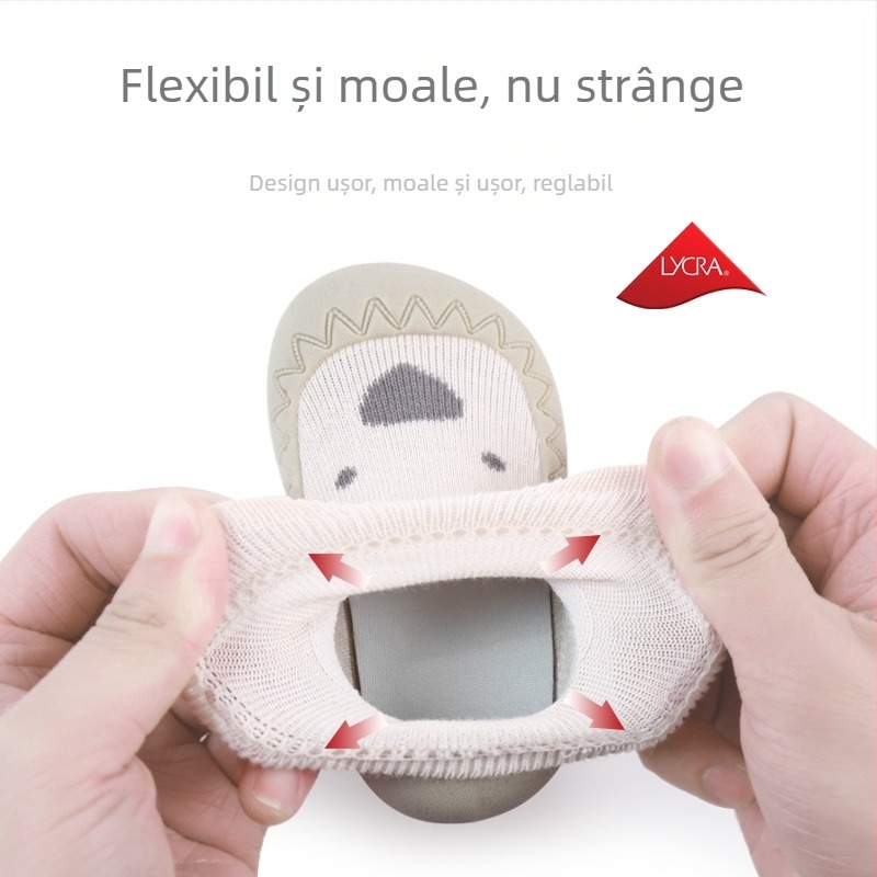 NEMOBABY Pantofi pentru podea pentru bebeluși, talpă din cauciuc antiderapant, șosete din bumbac respirant, model jacquard cartoon, primăvară-toamnă