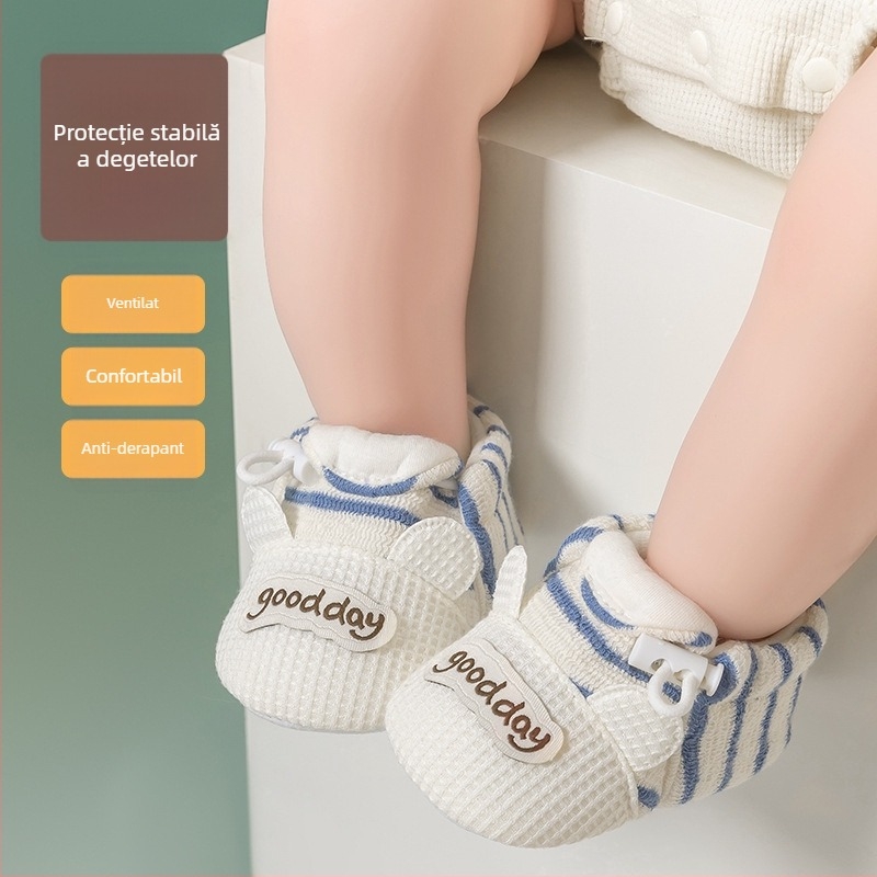 Pantofi pentru bebeluși cu talpă moale – Unisex, 6–12 luni, primăvară-toamnă, respirabili, anti-derapare, rezistenți, închidere cu bandă elastică