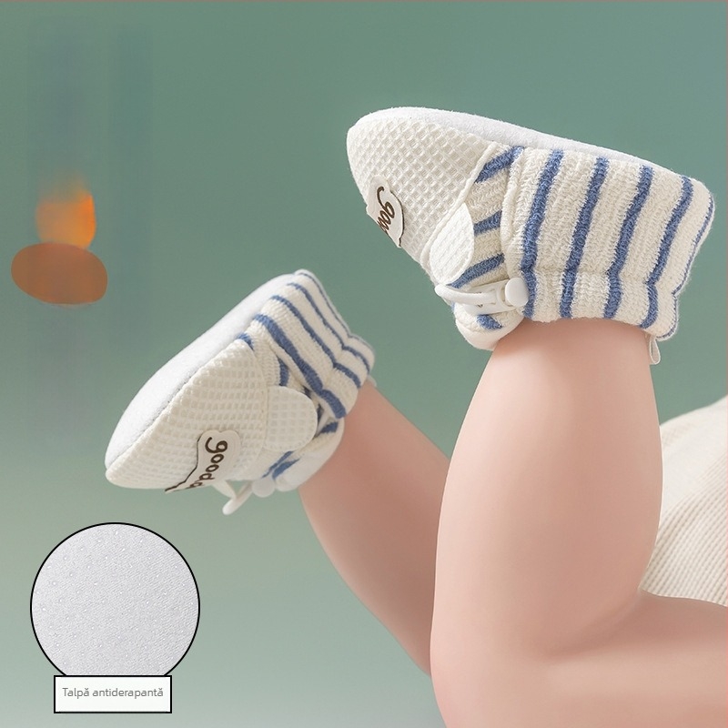 Pantofi pentru bebeluși cu talpă moale – Unisex, 6–12 luni, primăvară-toamnă, respirabili, anti-derapare, rezistenți, închidere cu bandă elastică