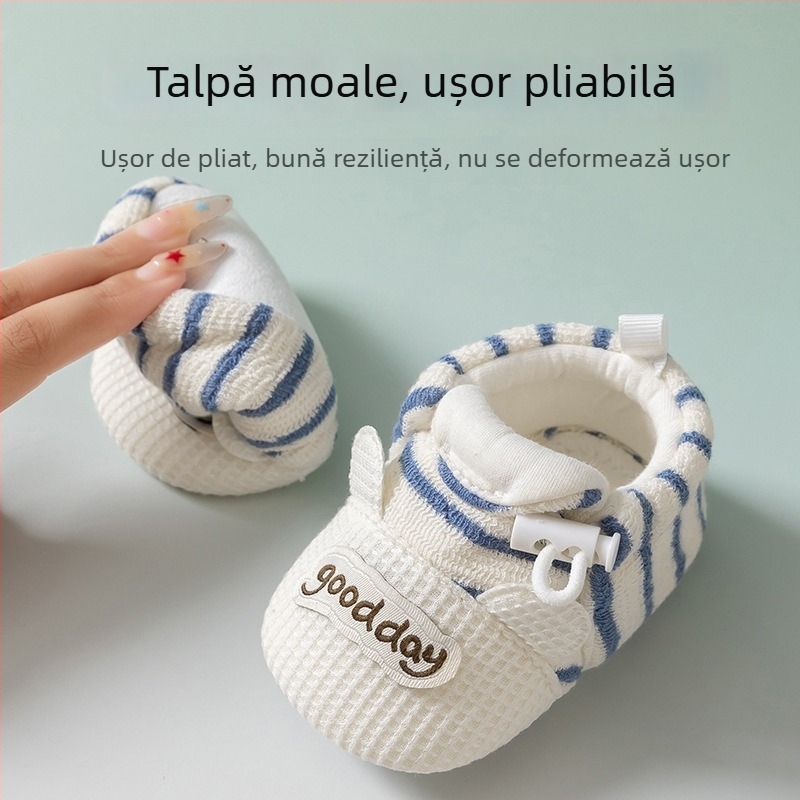 Pantofi pentru bebeluși cu talpă moale – Unisex, 6–12 luni, primăvară-toamnă, respirabili, anti-derapare, rezistenți, închidere cu bandă elastică